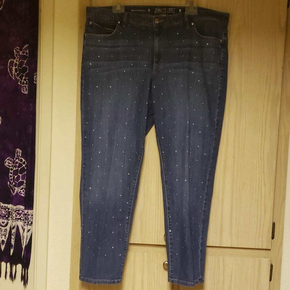 Jennifer Lopez Blue Boyfriend Jeans